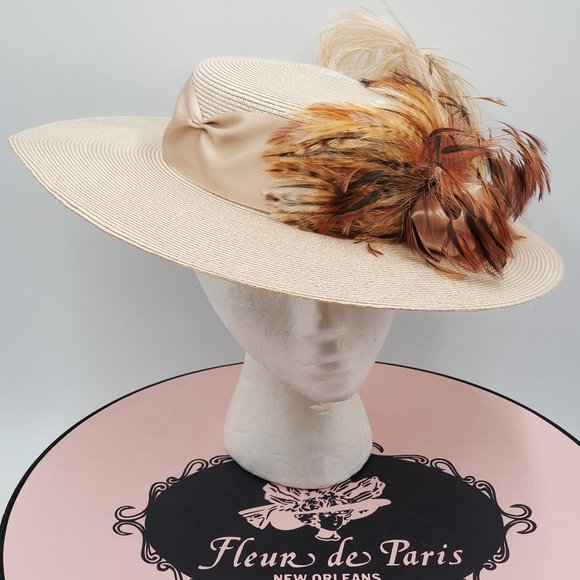 Fleur de Paris Boater\'s Straw Hat with Feathers main image 11